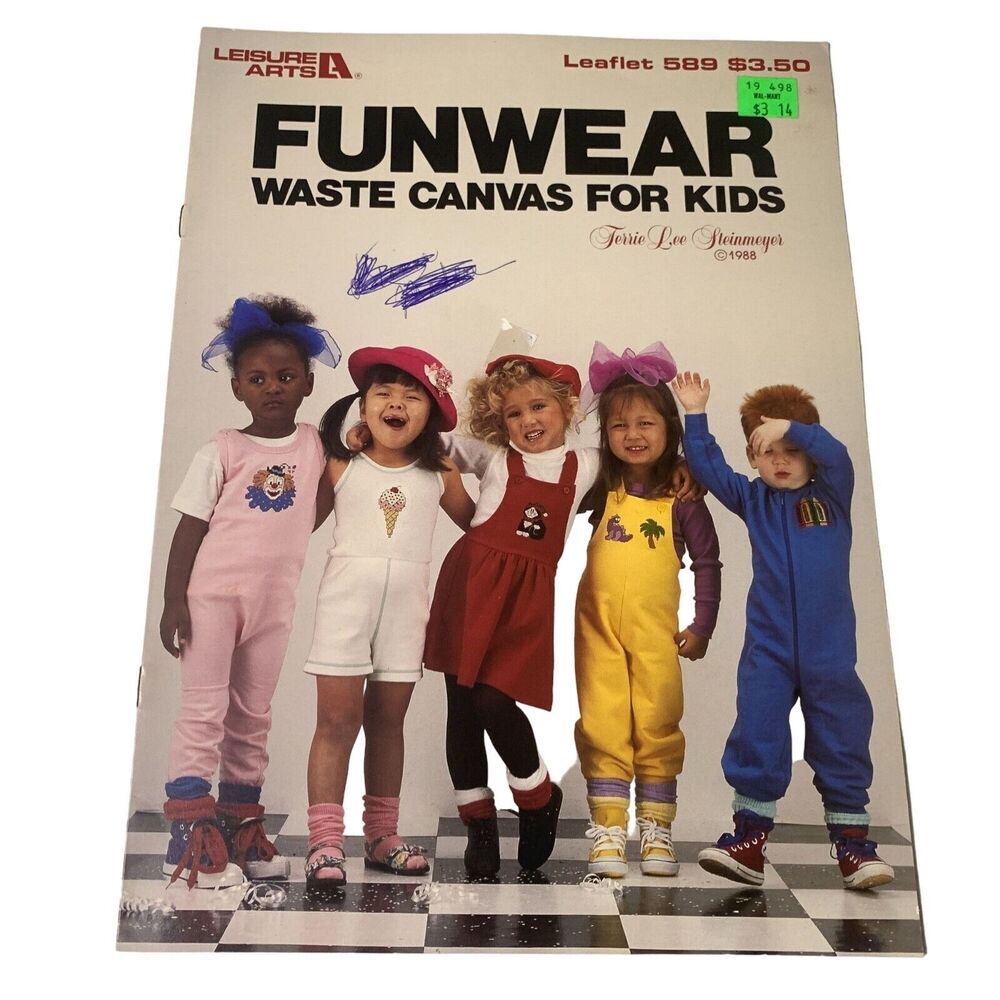 vintage craft book Leisure Arts 1988 Funwear Waste Canvas for Kids leaflet 589